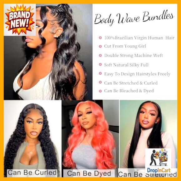 Body Wave Human Hair Extensions 3 Bundles Brazilian Virgin Hair Quick Weave main image 7